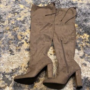 Tan Suede OTK boots